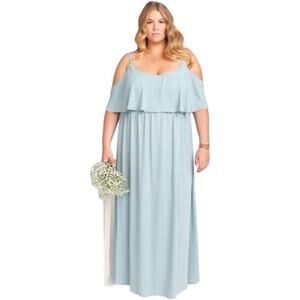 Show Me Your MuMu Bridesmaid Dress Caitlin Ruffle Maxi 1X Silver Sage Crisp NWT